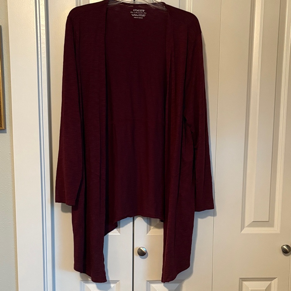 Chico's Women's Deep Burgundy Open Cardigan